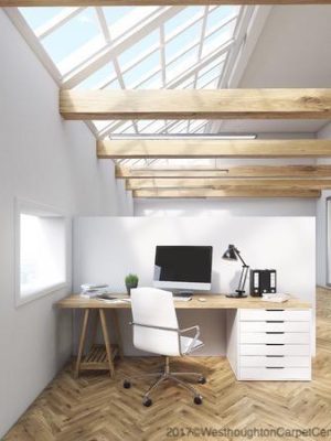 62636007 - office interior with tables, computers, windows in attic. concept of telemarketing. 3d rendering. mock up.